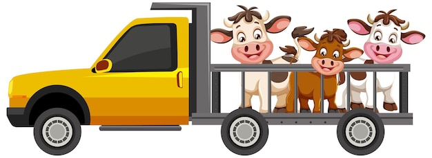 Free Vector cows riding in a pickup truck