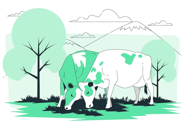 Cows rubbing each other concept illustration