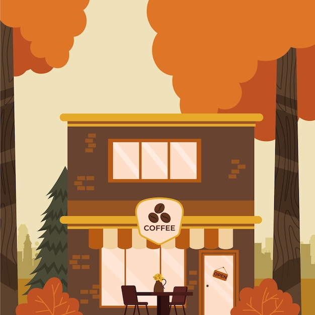 Free Vector cozy autumn cafe illustration