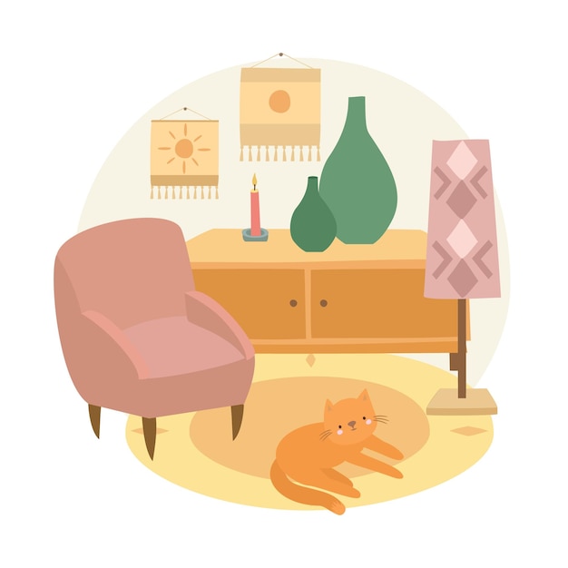 cozy interior with a pet