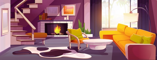 Free vector cozy light living room interior