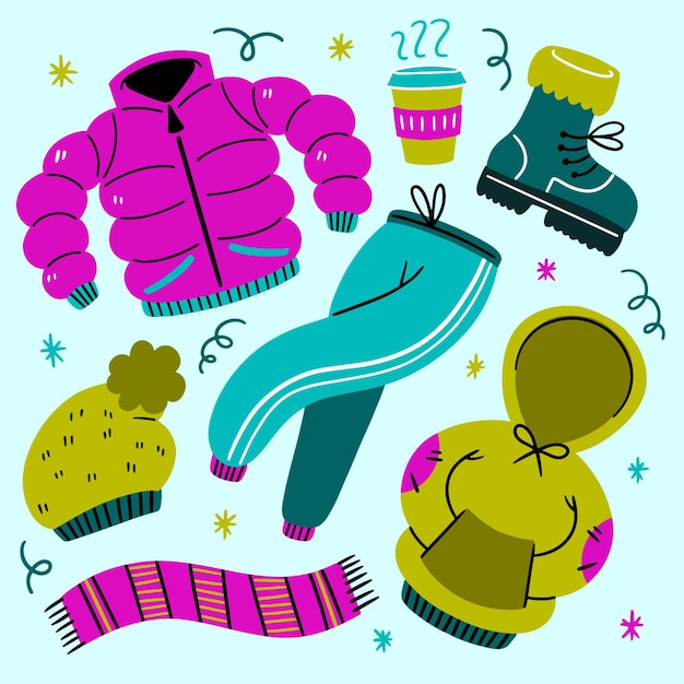 Free Vector cozy winter clothes pack