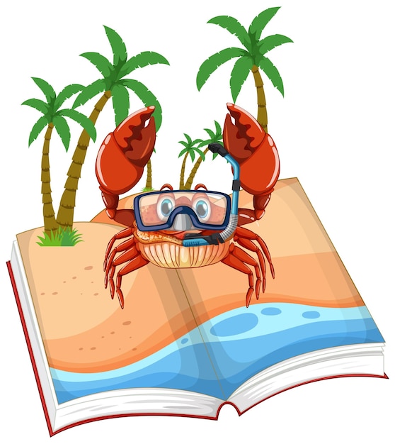 Free vector crab on an open book