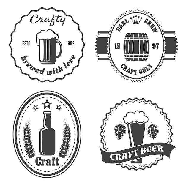 Craft beer brewery badges set,