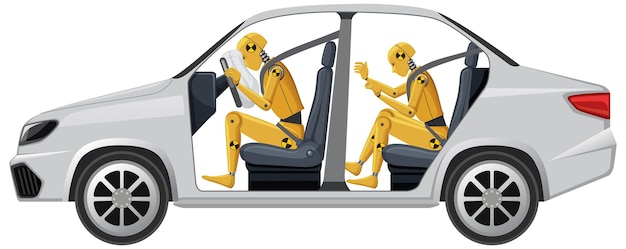 Crash test dummy in a car airbag