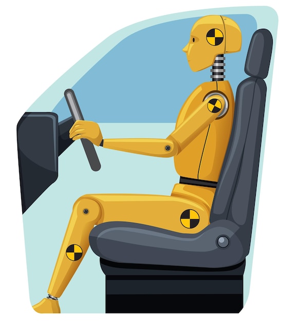 Free vector crash test dummy in a car seat