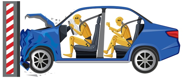 Free Vector crash test dummy with broken car