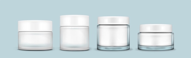 Free Vector cream glass jar with white cap mockup