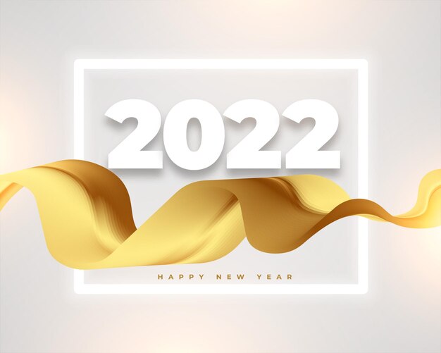 Creative 2022 new year background with golden curtain wavy cloth