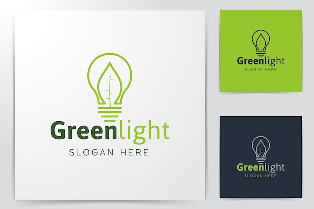 Free Vector creative abstract green bulb leaf logo ideas. inspiration logo design. template vector illustration