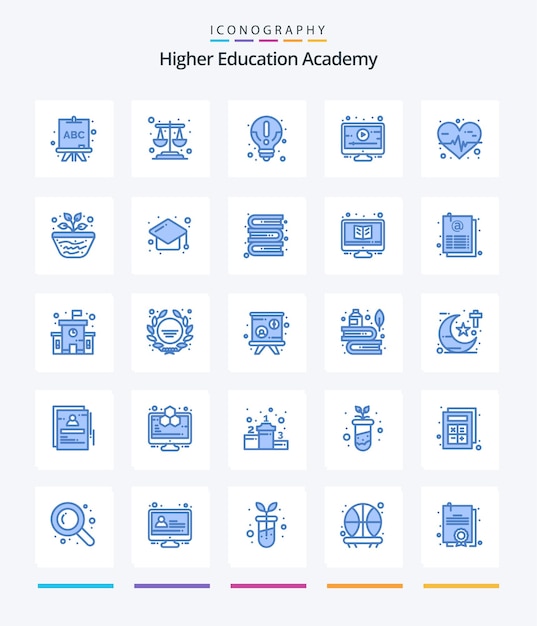 Free Vector creative academy 25 blue icon pack such as geography medical information heart rate tutorial