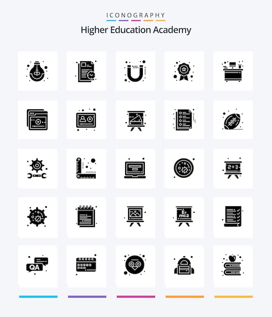 Free Vector creative academy 25 glyph solid black icon pack such as interior school time recognition award