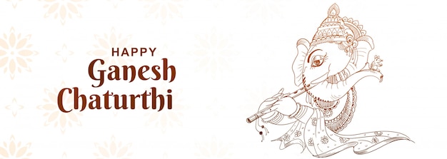 Free vector creative artistic ganesh chaturthi festival banner design