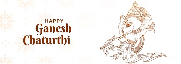 Creative artistic ganesh chaturthi festival banner design