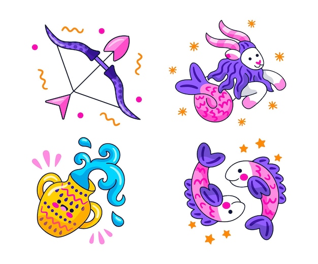 Creative astrological stickers set