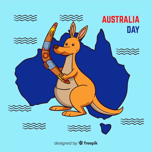 Free Vector creative australia day background with kangaroo