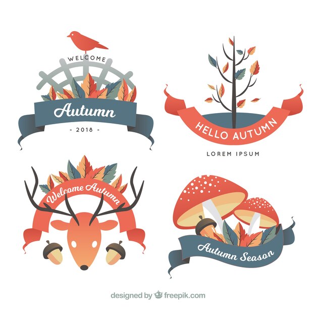 Creative autumn badge collection