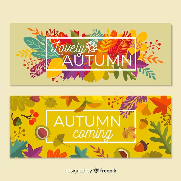 Creative autumn banner with leaves