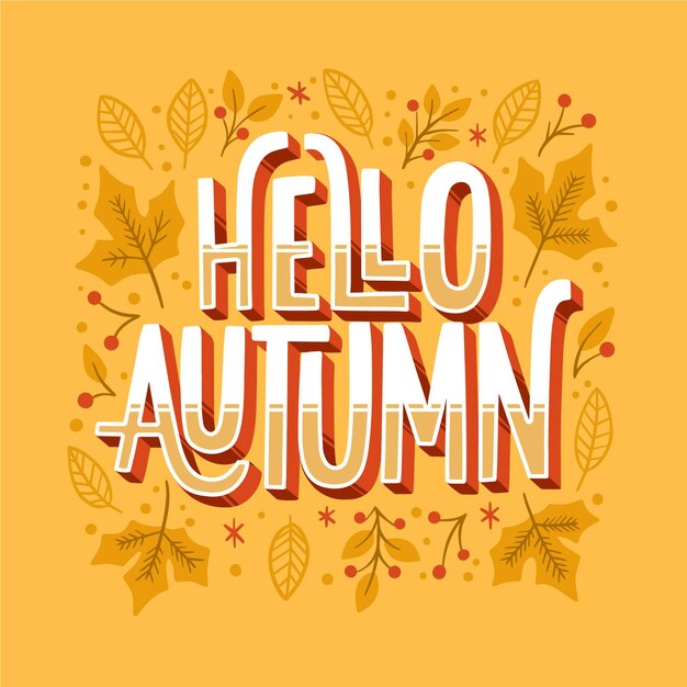 Creative autumnal lettering with leaves