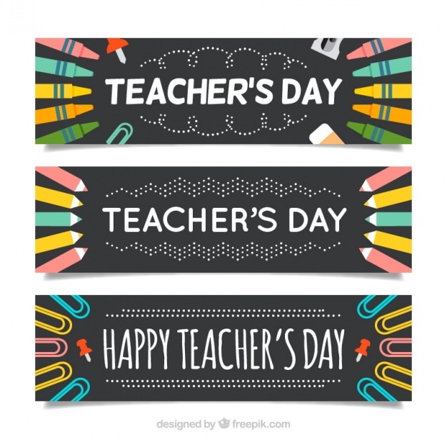 Free vector creative banners set of teacher's day