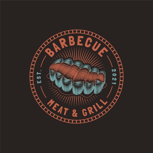 Creative barbecue logo template with details