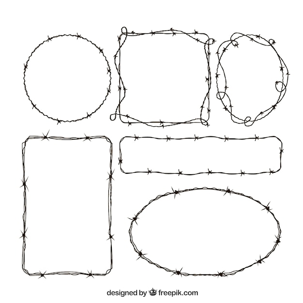 Free vector creative barbed wire frame set