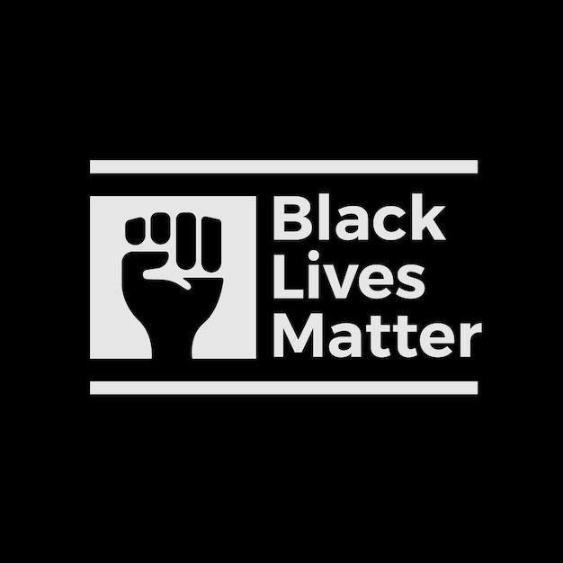 Free Vector creative black lives matter lettering with drawn fist