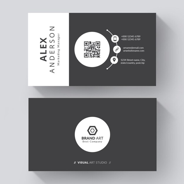 Creative black and white business card template