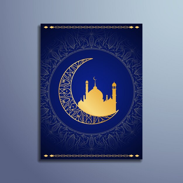 Creative blue islamic eid mubarak design