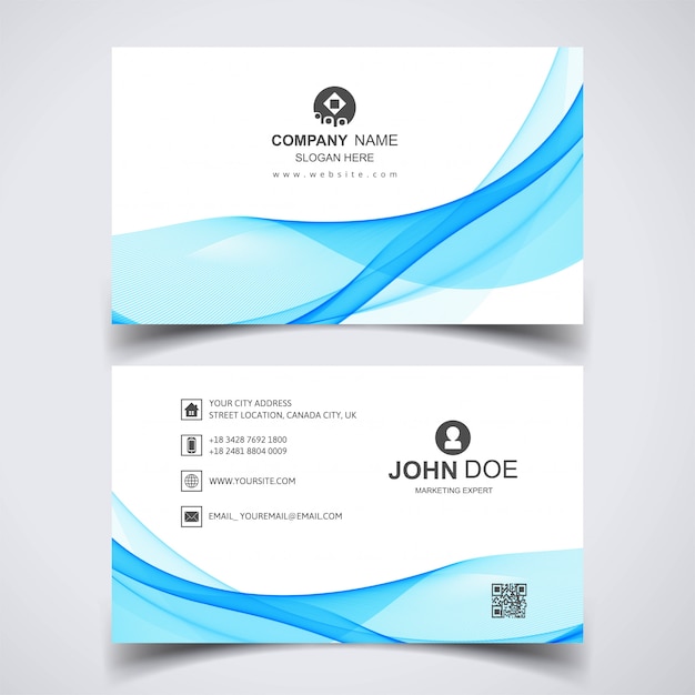 Creative business card with blue waves