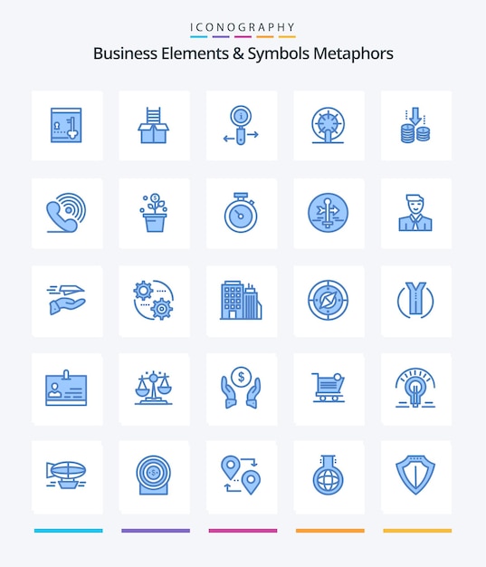 Creative Business Elements And Symbols Metaphors 25 Blue icon pack Such As transfer ship info ship wheel