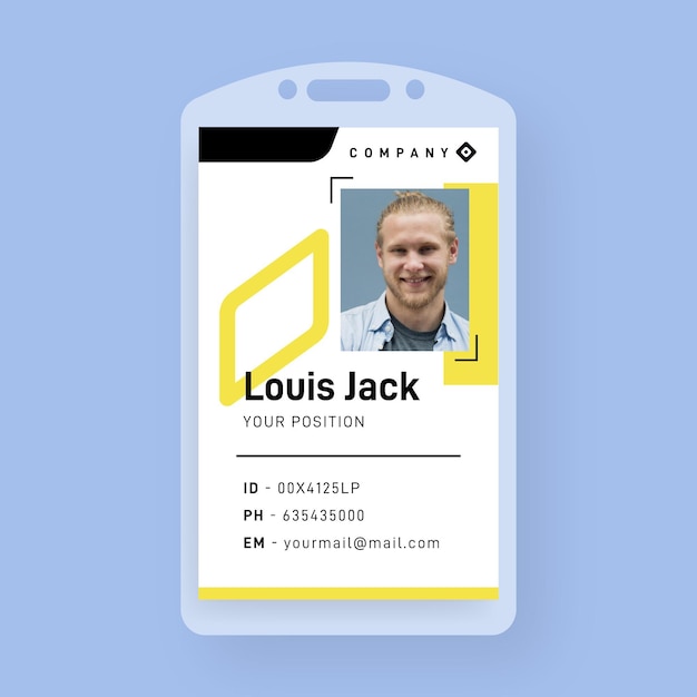 Creative business id card template with minimalist shapes and photo