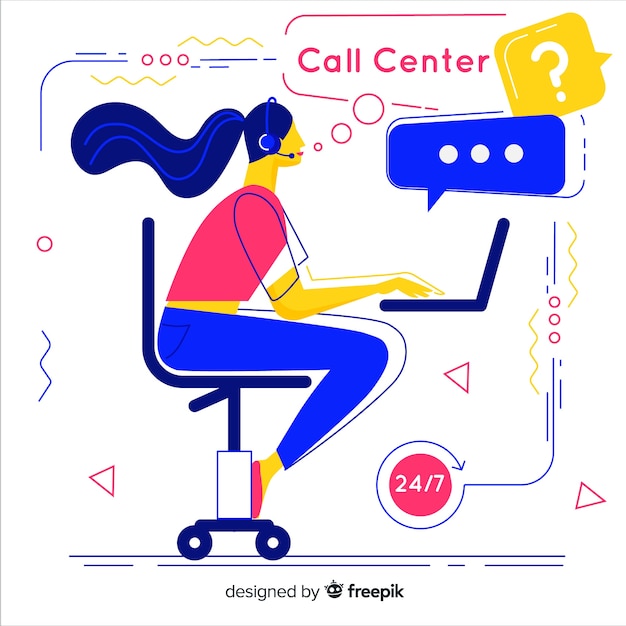 Creative call center design in flat style