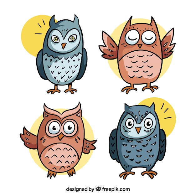 Free Vector creative cartoon owl collection