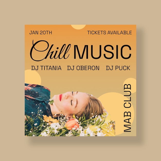 Creative chill music dj event twitter post