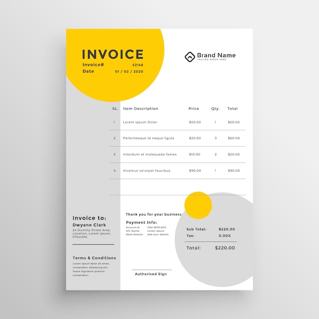 Free vector creative clean invoice template design