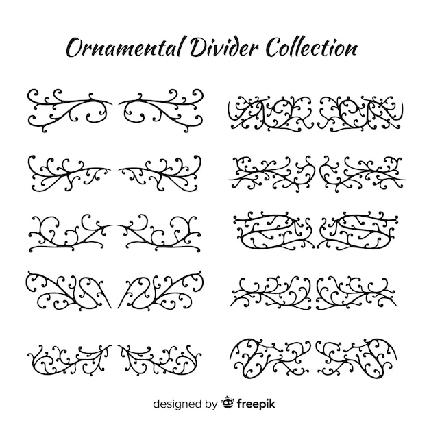 Creative collection of hand drawn ornament dividers