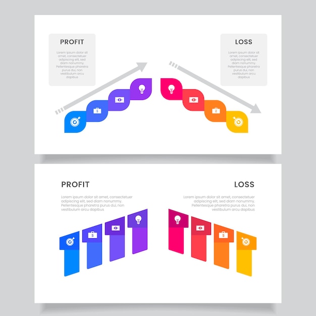 Free Vector creative colorful profit and loss infographic