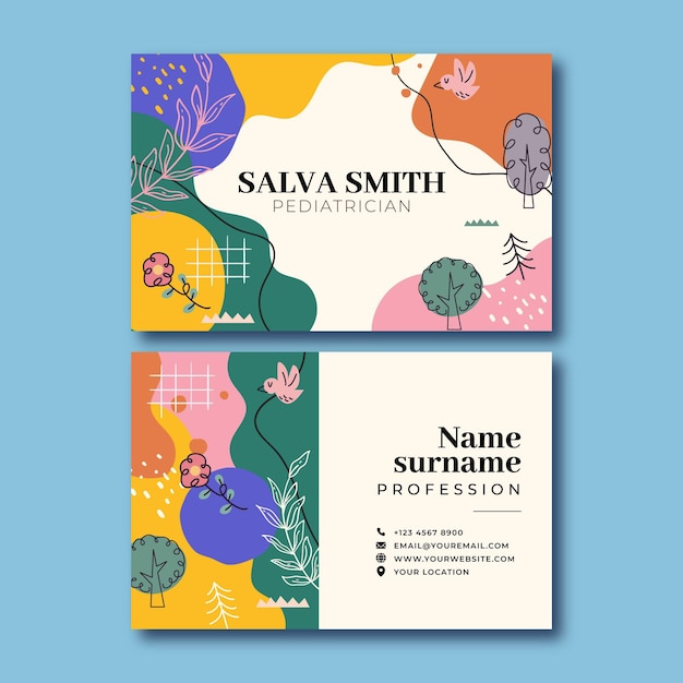 Creative colorful salva pediatrician business card