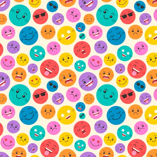 Free vector creative colorful smile emoticons pattern