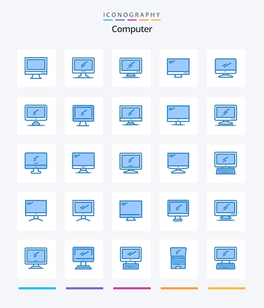 Creative Computer 25 Blue icon pack Such As Layer 1 laptop pc device