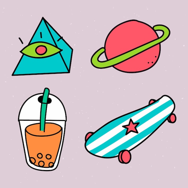 Creative and cool pop art stickers set vector