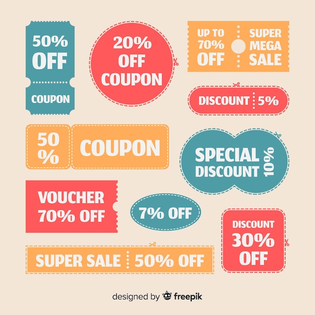 Creative coupon sale label collection