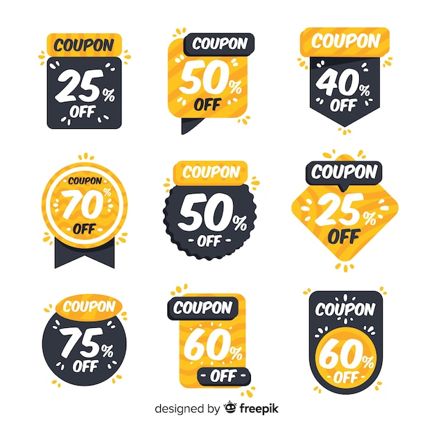 Creative coupon sale label set