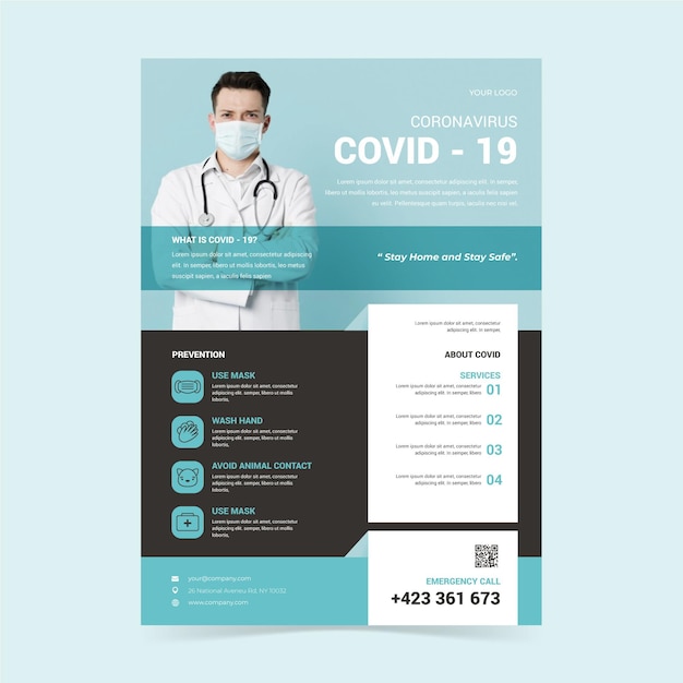 Creative covid-19 flyer with useful information