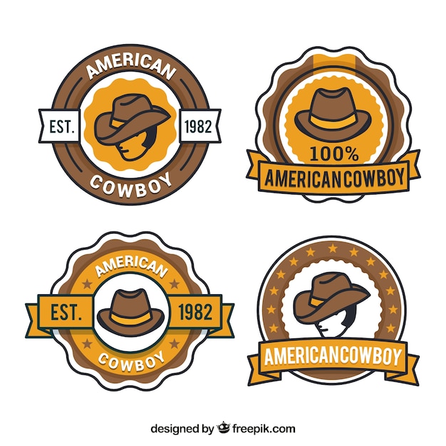 Free Vector creative cowboy label set