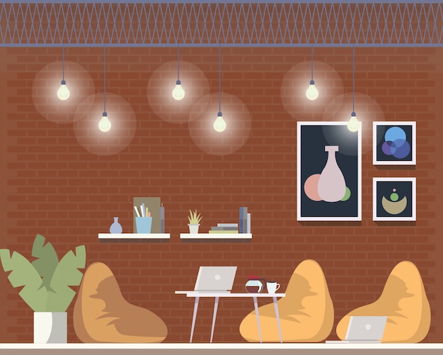 Free vector creative coworking freelance area interior design