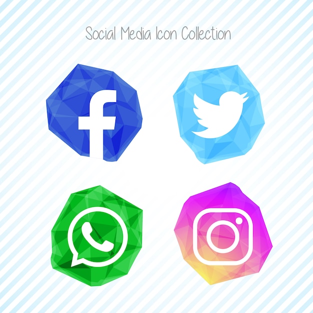 Free vector creative crystal social media icon set