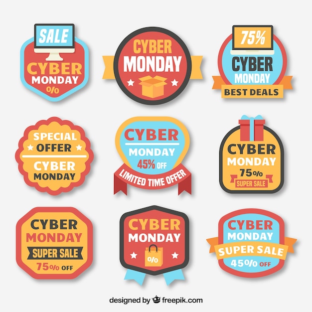 Free Vector creative cyber monday labels