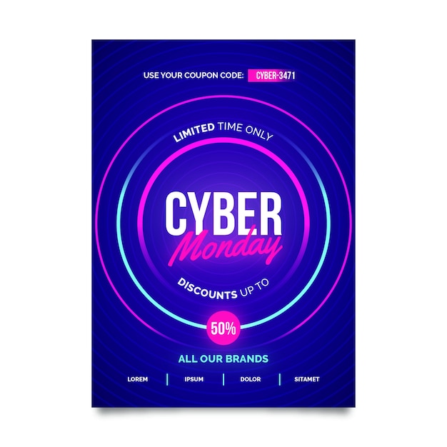 Free vector creative cyber monday poster template